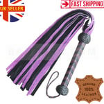75 Falls Leather Flogger Tails ring Cat-o-9 Purple whip Suede Play Erotic BDSM