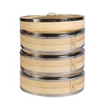 Premium Organic Bamboo Steamer with Lid. Strong, Durable and Reinforced. Best for Dim Sum, Vegetables, Meat and Fish. Hand Made. (3 Layers 1 Cover,27cm)