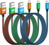 Cable iPhone Chargeur iPhone [2m/Lot de 3] Cable Lightning USB MFi Certifié Nylon Tressé Cordon iPhone Charge Rapide Fil Ultra Solide pour iPhone 14 Pro Max 13 12 11 XR XS X 8 7 Plus Se iPad