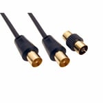 Coaxial TV Aerial Cable Extension RF Fly Lead Digital Male to Male Coax- 1 Meter