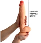 Flesh Dildo Realistic Sex Toy 9.6 INCH with Balls Suction Cup Dong VAGINA ANAL