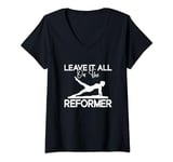 Womens Leave It All On The Reformer Pilates Instructor Teacher V-Neck T-Shirt