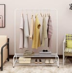 BOFENG Metal Clothes Rail Pipe Hanging Coat Rail Heavy Duty Indoor Bedroom Clothes Coat Stand Shoes Rack With Single Top Rod Lower Storage Shelf 2-Tier Garment Rails Clothing Hanger