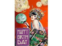 Madame Treacle B6-carnet med kuvert Födelsedagskvinna med solfjäder