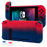 Cybcamo Protective Case for Nintendo Switch, Separable Cover for Switch Joy-Con Grip Cover with 2 Thumbsticks (Red+Dark Blue)