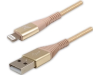 USB cable USB cable (2.0), USB A M - Apple Lightning C89 M, 1m, MFi certificate, 5V/2.4A, gold, Logo, box, nylon braid, aluminum cover