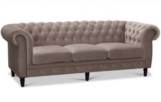 Hagagruppen - Cambridge 3-sits Chesterfield soffa Ljusgrått Sammetstyg