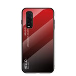 Multicolor Case for Oppo Find X2 Neo Case Gradient Clear Tempered Glass Cover Case Compatible with Oppo Find X2 Neo (Red)