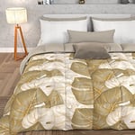 PETTI Artigiani Italiani - Single Winter Quilt, Single Duvet, Double Sided Quilt Solid Colour and Digital Print Tropical Taupe O, Made in Italy