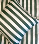 Randigt påslakanset - 140x200 cm - Mjuk bomullssatin - Nordic Stripe - Grön och vit sängkläder set