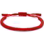Handgjord tibetansk lyckobringande armband för kvinnor, män, tonåringar, justerbar storlek vänskapspresent handgjord rep flätat chakra armband Red