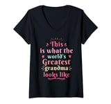 Womens This is what world's greatest grandma looks like Mothers Day V-Neck T-Shirt
