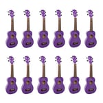 Soprano ukulele 12 pack in purple with black bags