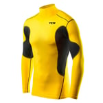 TCA Boys' SuperThermal Base Layer Top Long Sleeve Armour Gear Under Shirt - Mock Neck - Yellow/Black, 6-8 Years (Boys Small)