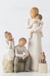Willow Tree Figurines Set Mother with Three Children & Pet Cat