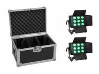 EUROLITE Sæt med 2x LED CLS-9 RGB/WW 9 x 7 Watt DMX, IR Remote & Flightcase