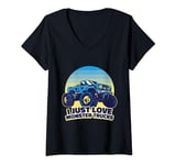 Womens I Just Love Monster Trucks Bold Statement V-Neck T-Shirt