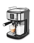 Morphy Richards Traditional Pump Espresso Coffee Machine & Automatic Milk Frother, 15 Bar Pressure, One Touch Espresso, Cappuccino, Latte Maker, Stainless Steel, 172023