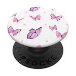 PopSockets Cute Watercolor Rose Pink Butterfly On White For Girls PopSockets Swappable PopGrip