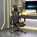 Chaise de bureau Chaise de massage Fauteuil gamer avec repose-pied Noir&Doré Similicuir 91055