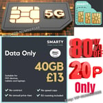 20p Only Smarty mobile SIM Card Unlimited data Smarty sim only deals NEW UK payg