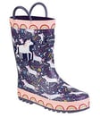 Cotswold Girls Unicorn Wellington Boots, Purple, Size 9 Younger