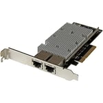 StarTech.com Carte réseau PCI Express à 2 ports 10GBase-T Ethernet avec chipset Intel X540 - Adaptateur NIC PCIe GbE Noir, Acier inoxydable