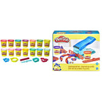 Play-Doh Sparkle and Bright Colour Pack & Play-Doh Basic Fun Factory Shape-Making Machine with 2 Non-Toxic Colours