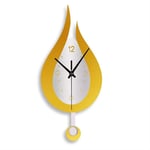 ZQD Kitchen Wall Clock with Pendulum，Modern Stylish Quartz Non-ticking Silent Design Decorative Wall clocks，for Home Living Room Office Bedroom,15in,Gold