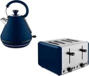 Blue Pyramid Kettle Toaster Set Tower Sera 1.7L 3000W 4 Slice Smoked Black Trim