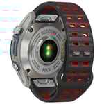 Garmin Fenix 8 47mm/7/6/6Pro etc. Tvåfärgat klockarmband i silikon - Grå/Röd