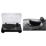 Audio-Technica AT-LP120xBTUSB Direct-Drive Turntable (Bluetooth & USB) & Acc-Sees APV004 Pro Vinyl Velvet Brush Record Cleaner – Includes Stylus Pick Up Brush - Anti-Static