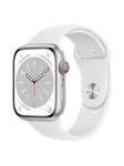 Watch Series 8 GPS + Cellular 45mm Silver Aluminium Case with White Sport Band