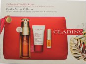 Clarins Double Serum Gift Set 50ml Double Serum + 15ml Beauty Flash Balm + 2.8ml Lip Comfort Oil - 01 Honey