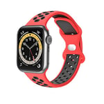 Compatible avec Apple Watch Bracelet 38mm 40mm 41mm Bracelet de rechange compatible avec iWatch Series 7 (41mm) SE Series 6/5/4 (40mm) Series 3/2/1 (38mm) - Rouge Noir