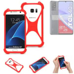 protective ring for TCL 40 SE Silicone Case Softcase Bumper Protection Cover Red