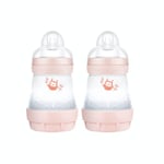 MAM | Biberons Easy Start anti-colique 0+ mois (2 x 160 ml) Blush – Lot de 2 biberons avec tétine en silicone débit 1 idéals pour l'allaitement mixte – Biberons pour bébé avec base aérée anti-colique