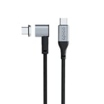 Epico Magnetisk Vinklet USB-C til USB-C Kabel 100W - 2m - Svart