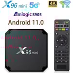 Boîtier Smart TV X96 Mini, Android 11, Amlogic S905W, 2 Go16 Go, décodeur, lecteur multimédia 4K3DHDR,avec WiFi 2.4 GHz et Google