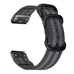 Garmin Fenix 7 etc. 22mm Nylon Urbånd - Sort