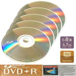 5 x TDK DVD+R Blank Dics Scratch Proof 4.7GB 1-8x Media For Data Video in Sleeve