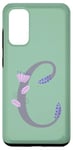 Galaxy S20 Green Elegant Lavender Floral Alphabet Letter C Monogram Case