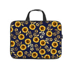 Diving fabric,Neoprene,Sleeve Laptop Handle Bag Handbag Notebook Case Cover Sunny Yellow Gold Navy Sunflowers Leaves Pattern,Classic Portable MacBook Laptop/Ultrabooks Case Bag Cover 12 inches