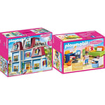 Playmobil - Grande Maison Moderne - 70205, 6, Coloré & Chambre d'enfant avec Canapé-Lit - 70209