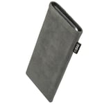 fitBAG Classic Gray custom tailored sleeve for Apple iPhone 12 Mini/iPhone 13 Mini | Made in Germany | Genuine Alcantara pouch case