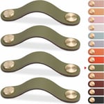 4 st läderhandtag för möbler, skåpdörrknopp läderhandtag lådknopp, vintage möbelhandtag för skåp, byrå, kök, badrum (grön, 96 mm)