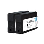 2 Black Ink Cartridges to replace HP 932Bk (932XL) non-OEM / Compatible