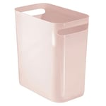 mDesign poubelle salle de bain à poignées – corbeille à papier moderne en plastique – petite poubelle rectangulaire pour la cuisine, la salle de bain et le bureau – rose