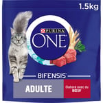 PURINA ONE Bifensis | Croquettes Au Boeuf pour Chats Adultes | Sac de 1,5kg | Lot de 6