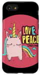 Coque pour iPhone SE (2020) / 7 / 8 Costume de licorne mignon pour l'amour et la paix